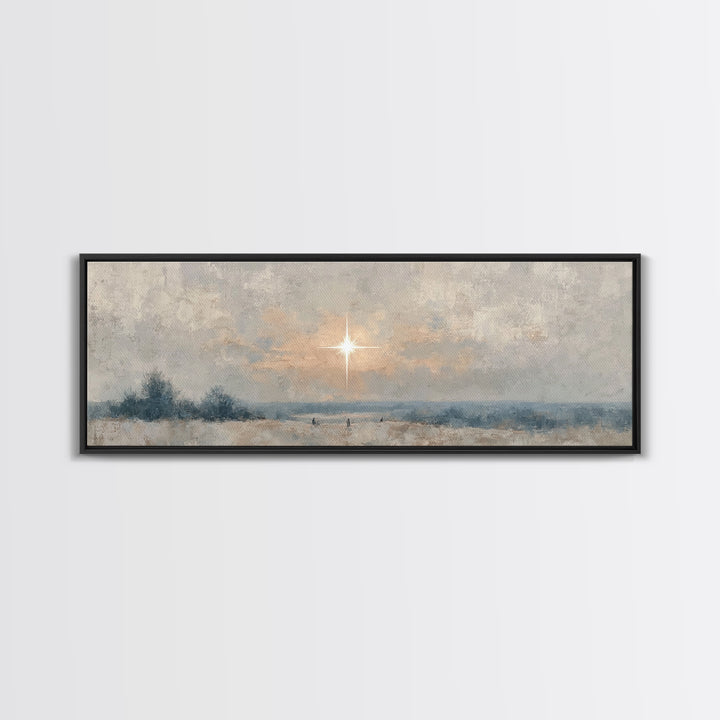 Holy Desert Hush – Framed Canvas Print – Christian Art Canvas – Panoramic Painting – Christmas Art – Christian Wall Art – Jesus Painting