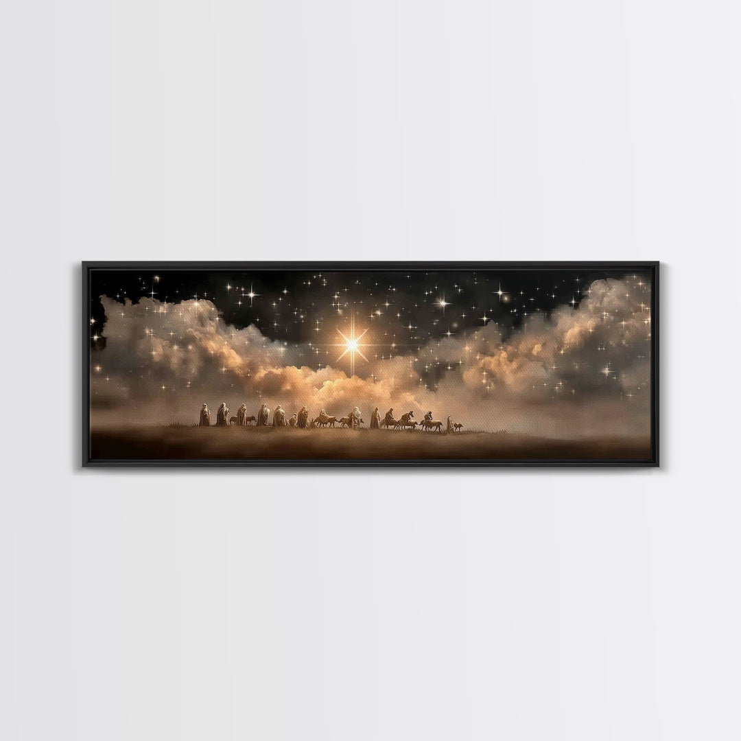 The Guiding Star – Framed Canvas Print – Christian Wall Art – Christmas Art – Panoramic Art – Christian Art Canvas – Jesus Christmas Art