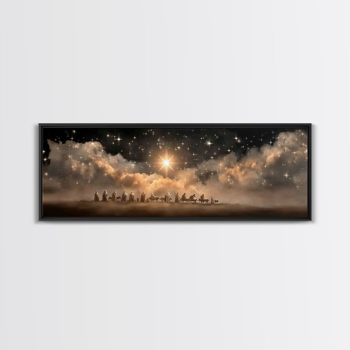 The Guiding Star – Framed Canvas Print – Christian Wall Art – Christmas Art – Panoramic Art – Christian Art Canvas – Jesus Christmas Art