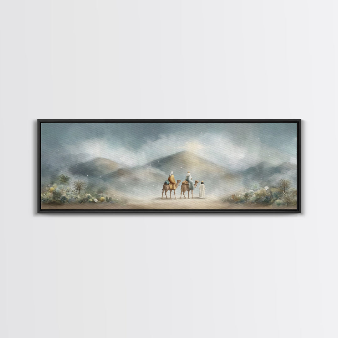 Desert Star Rising | Framed Canvas Print | Christian Painting | Panoramic Print | Christmas Art Framed | Christian Art Canvas | Holiday Chr