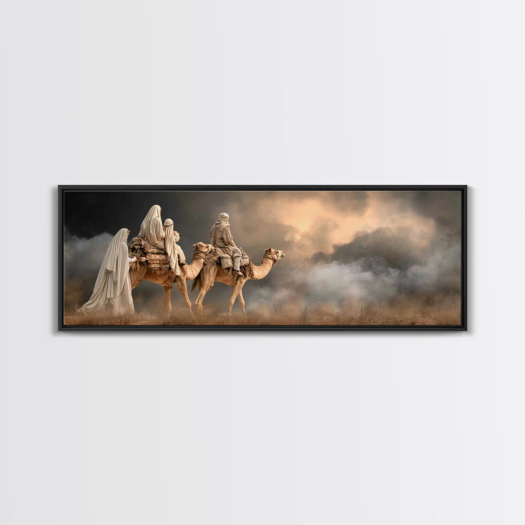 Sacred Caravan – Framed Canvas Print – Christian Wall Art – Panoramic Painting – Christmas Art – Christian Art Work – Christian Christmas A