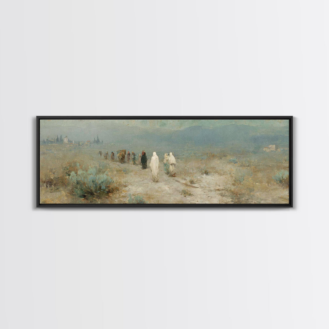 Wandering Saints Path – Framed Canvas Print – Christian Art Canvas – Panoramic Wall Art – Christian Decor – Christmas Art – Christian Paint