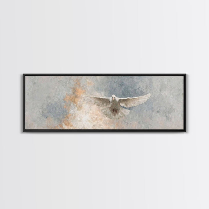 Spirit Of Peace Flight, Framed Canvas Print, Christian Art Canvas, Panoramic Art, Christian Wall Art, Christian Decor, Christmas Art