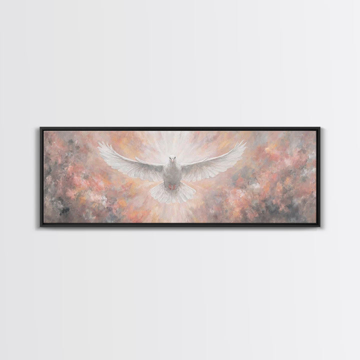 Heavenly Dove Rising | Framed Canvas Print | Christian Art Canvas | Panoramic Painting | Christian Christmas Art | Christian Wall Art