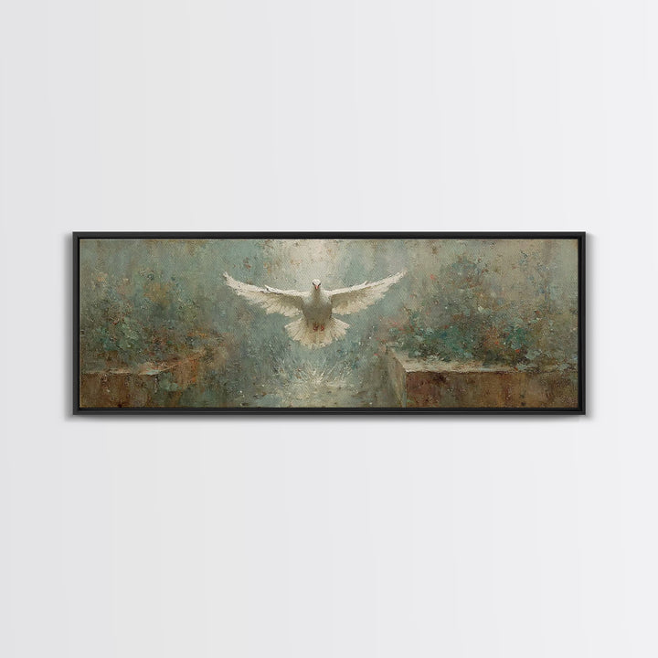 Radiant Spirit Descent, Framed Canvas Print, Christian Wall Art, Panoramic Art, Christian Art Canvas, Christian Painting, Christian Christm