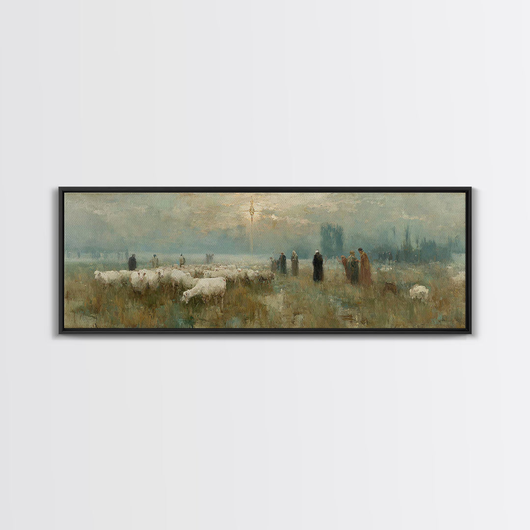 Sunset Promise Path - Framed Canvas Print - Christian Art Canvas - Panoramic Painting - Christian Wall Art - Jesus Painting - Christian Chr