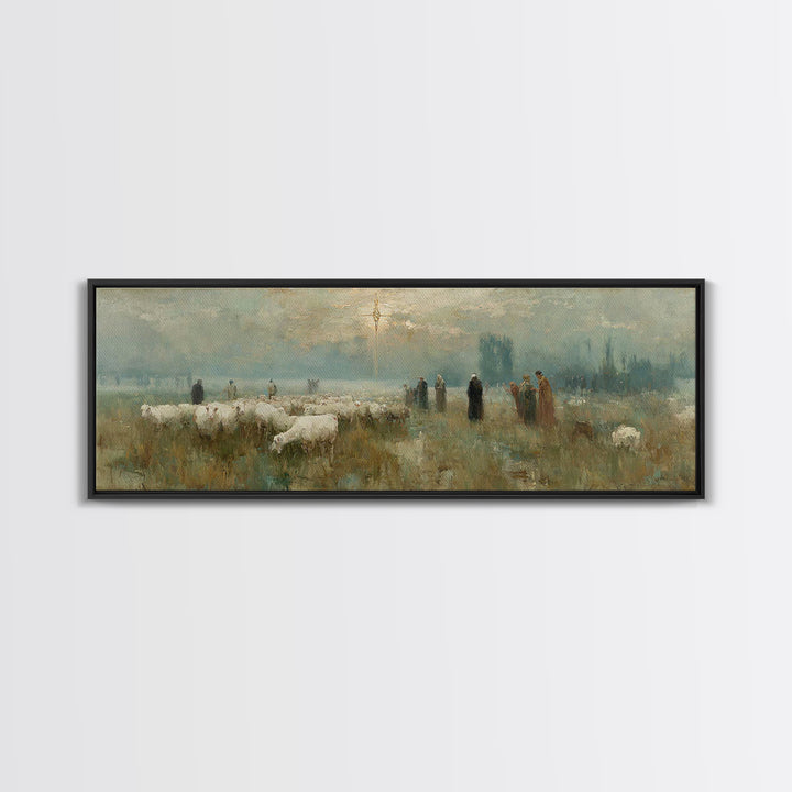 Sunset Promise Path - Framed Canvas Print - Christian Art Canvas - Panoramic Painting - Christian Wall Art - Jesus Painting - Christian Chr