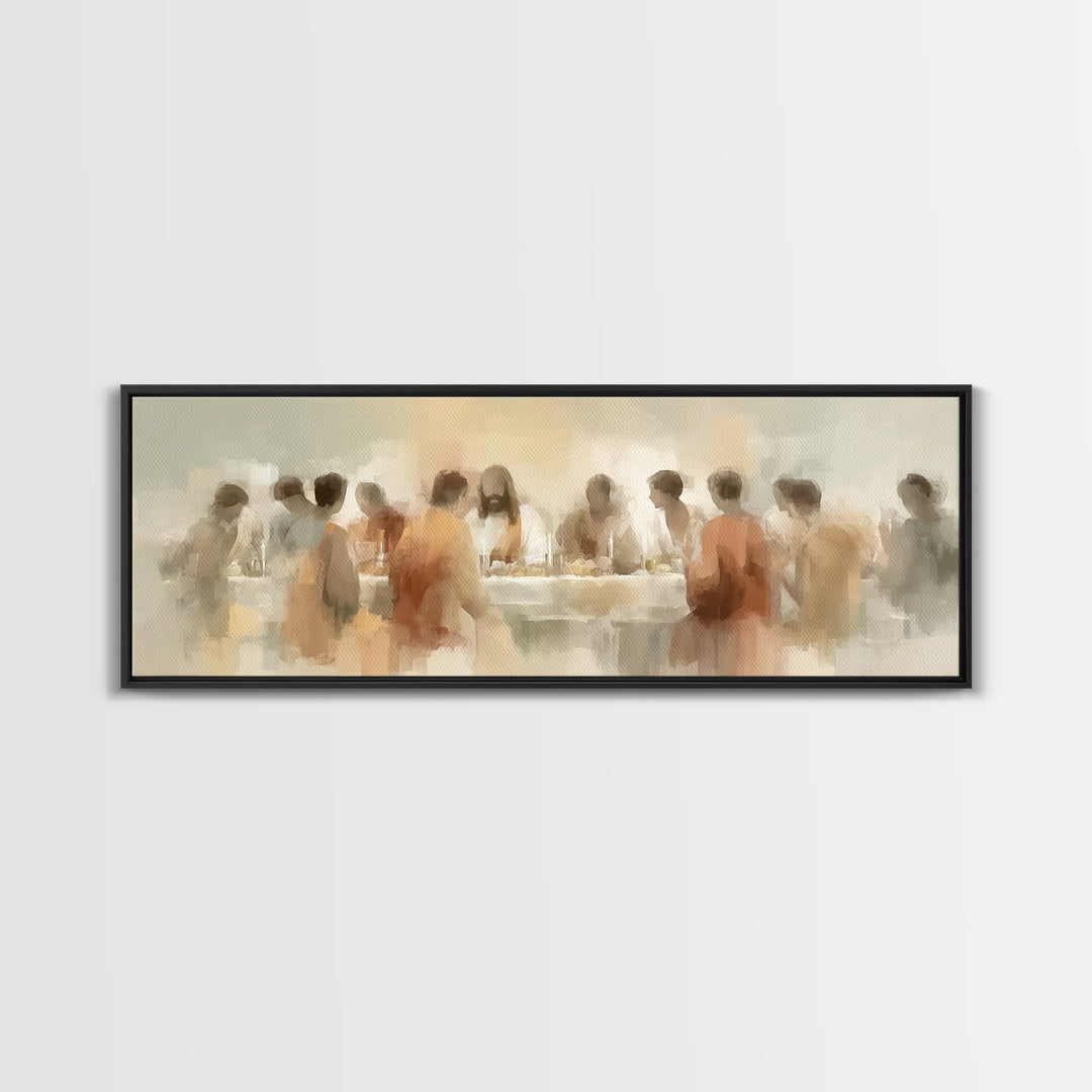 Evening Grace Table | Framed Canvas Print | Jesus Canvas Art | Christian Wall Art | Panoramic Wall Art | Christian Art Print