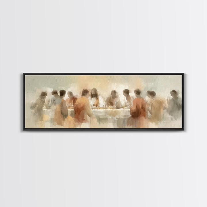Evening Grace Table | Framed Canvas Print | Jesus Canvas Art | Christian Wall Art | Panoramic Wall Art | Christian Art Print