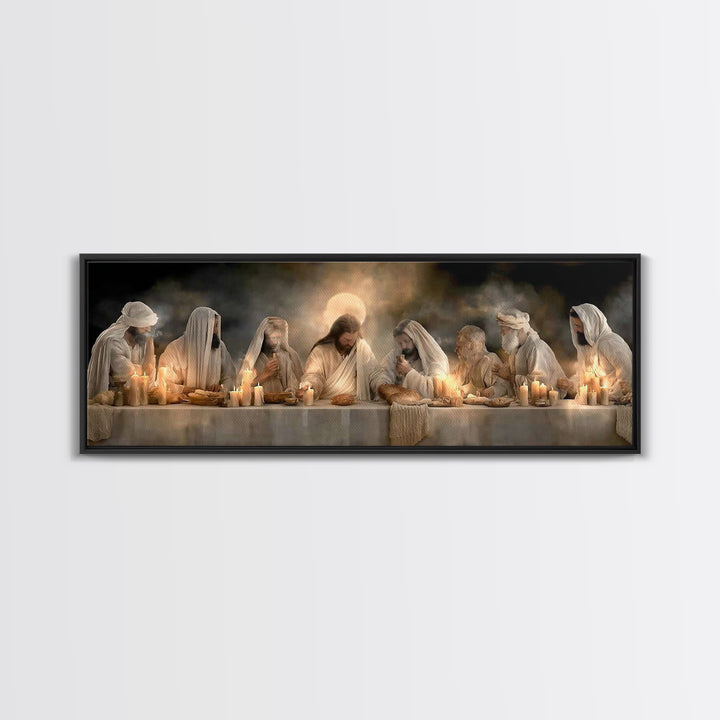Bread Of Blessing | Framed Canvas Print | Christian Art Work | Jesus Painting | Extra Wide Art | Christian Wall Art