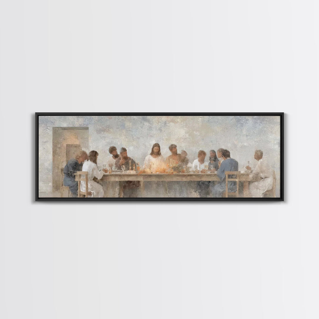 Sacred Table Harmony – Framed Canvas Print – Christian Wall Art – Panoramic Art – Christian Art Canvas – Jesus Painting