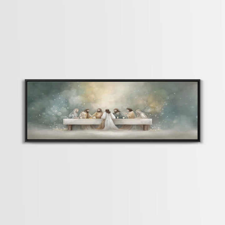 Heavenly Fellowship Light – Framed Canvas Print – Jesus Painting – Christian Art Canvas – Panoramic Art – Christian Wall Art