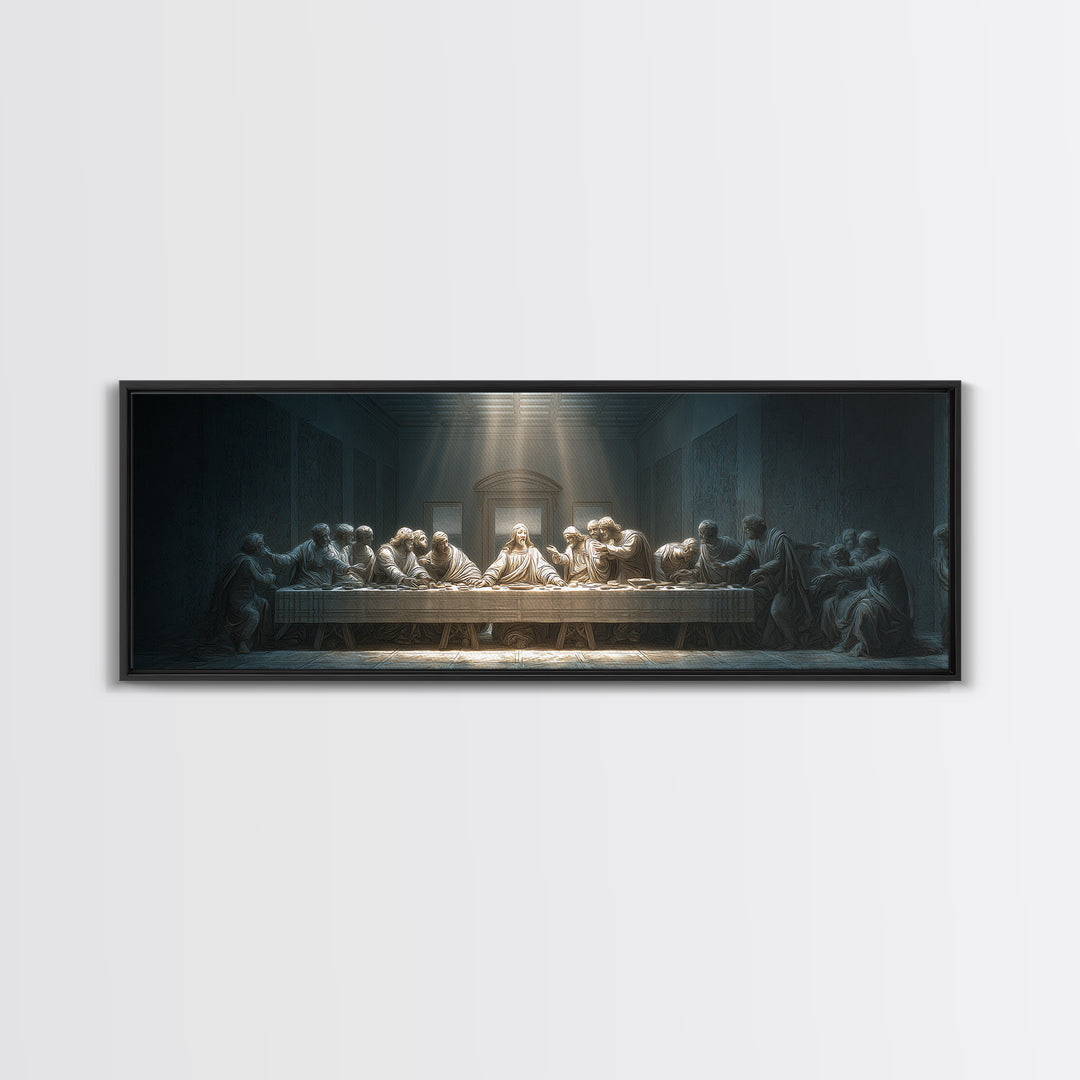 Quiet Covenant Moment, Framed Canvas Print, Panoramic Painting, Christian Art Canvas, Jesus Wall Art, Christian Art Print
