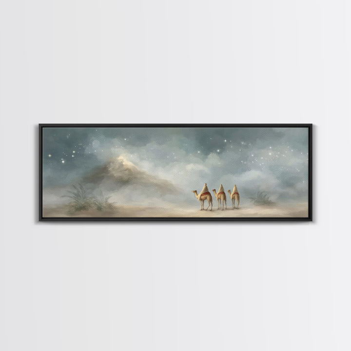 Journey Of Three | Framed Canvas Print | Christian Christmas Art | Panoramic Art | Christian Art Canvas | Christmas Wall Art | Christian Pa