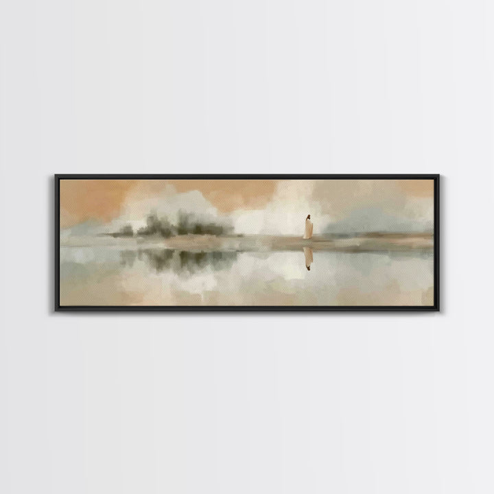 Evening Reflection Hope, Framed Canvas Print, Christian Art Canvas, Panoramic Wall Art, Jesus Painting, Christian Christmas Art, Christian