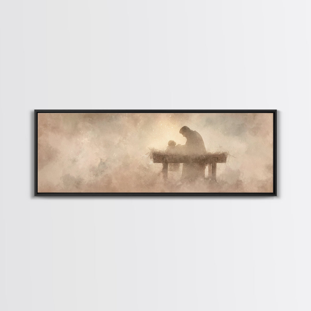 Divine Child Rest | Framed Canvas Print | Christian Wall Art | Panoramic Wall Art | Christian Art Canvas | Christmas Art | Jesus Painting