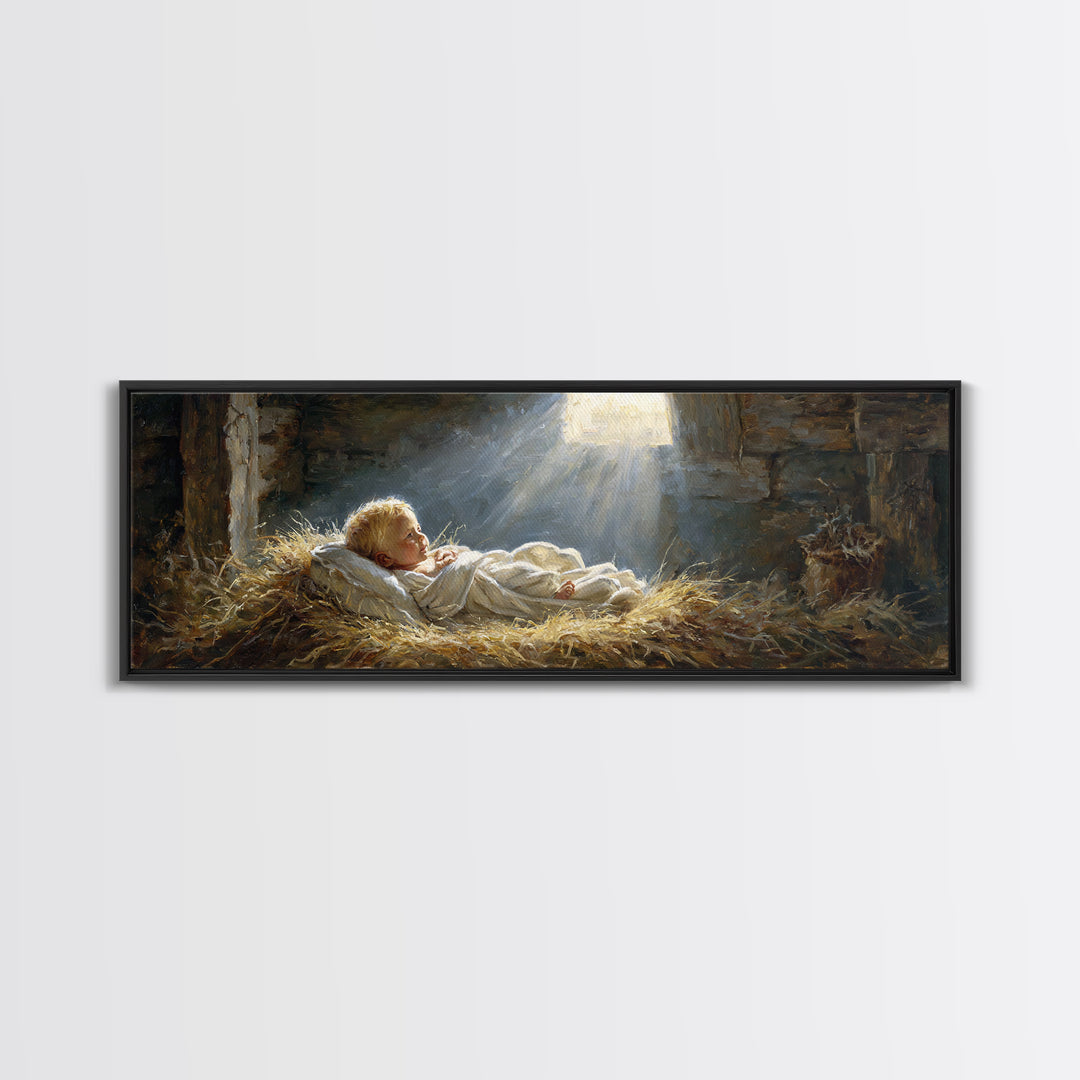 Light Of Bethlehem – Framed Canvas Print – Christian Wall Art – Panoramic Art – Christian Christmas Art – Jesus Painting – Christmas Canvas