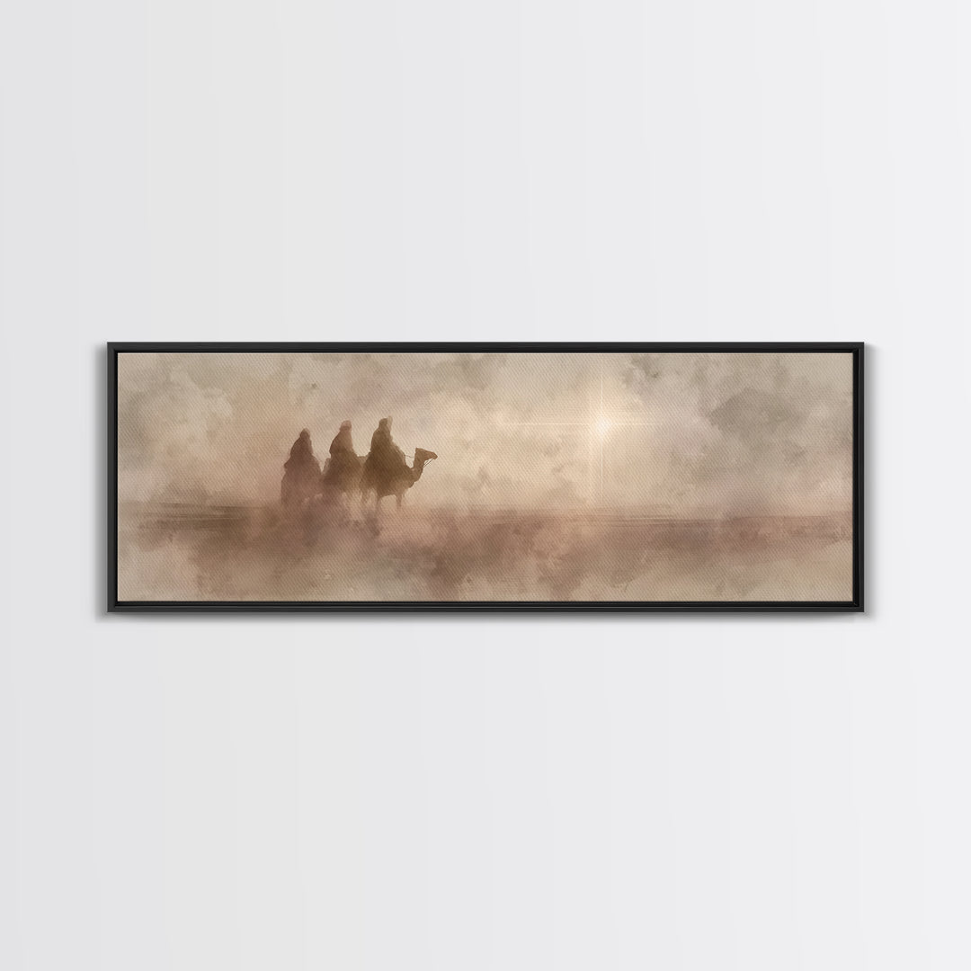 Journey Of Kings, Framed Canvas Print, Christian Art Canvas, Panoramic Wall Art, Christian Christmas Art, Jesus Painting, Christmas Decor