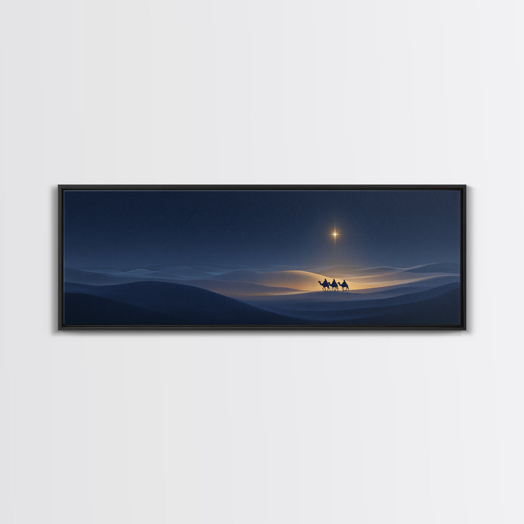 Night Journey | Framed Canvas Print | Christian Wall Art | Panoramic Painting | Christmas Art Prints | Christian Art Canvas | Christian Chr