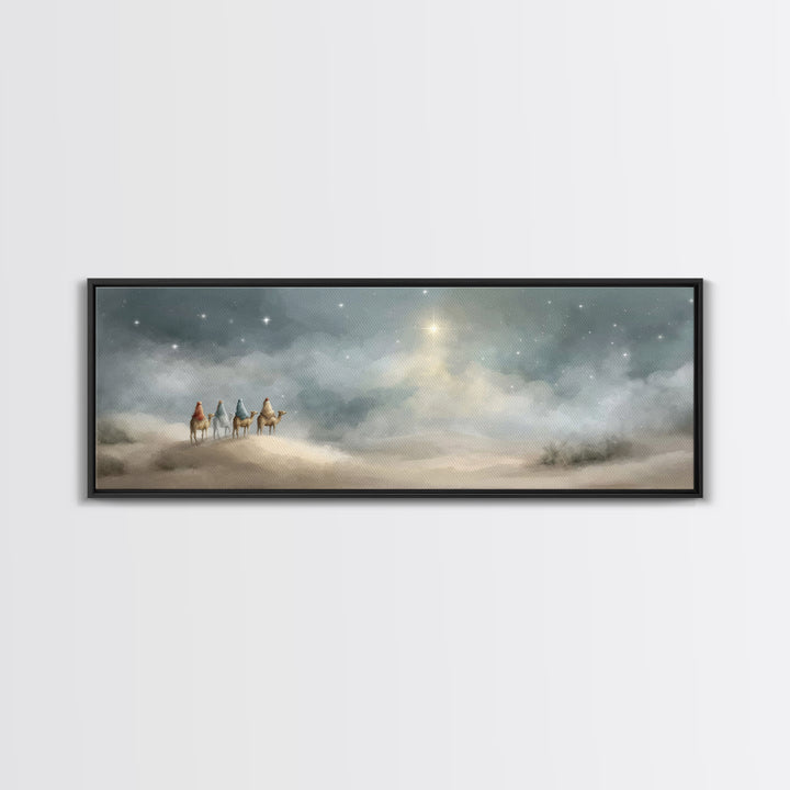 Journey of Light – Framed Canvas Print – Christian Art Canvas – Panoramic Painting – Christmas Wall Art – Christian Christmas Decor – Moder