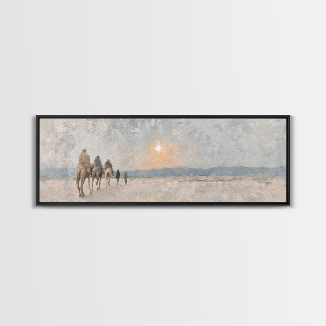 Celestial Promise, Framed Canvas Print, Christian Art Canvas, Panoramic Print, Christmas Art, Christian Decor for Home, Christian Christmas