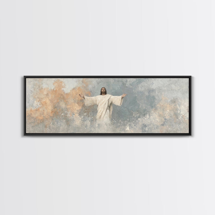 Light Of Mercy, Framed Canvas Print, Christian Art Canvas, Panoramic Wall Art, Modern Christian Art, Jesus Painting, Christian Wall Art
