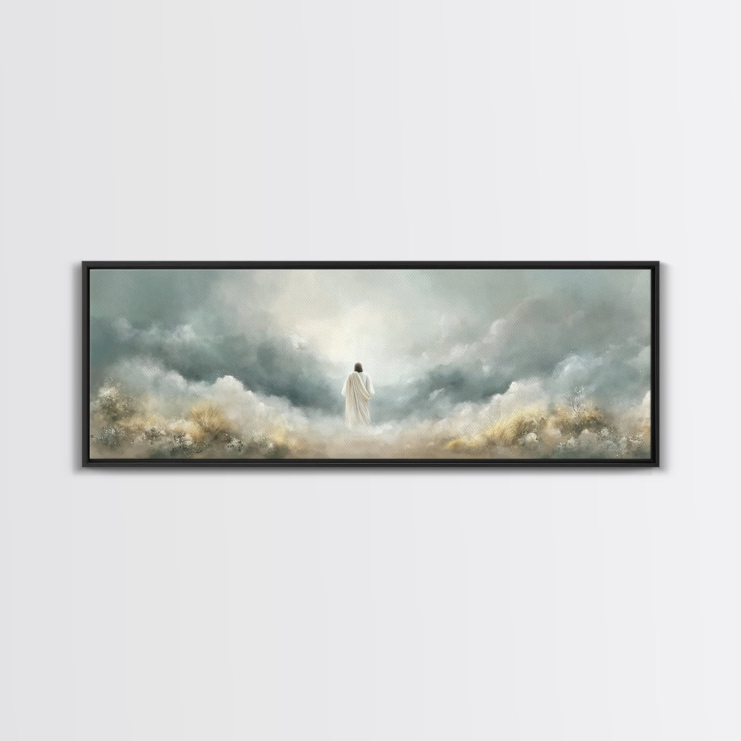 Heavenly Gathering | Framed Canvas Print | Christian Art Canvas | Panoramic Art | Christian Wall Art | Jesus Painting | Christian Art Print
