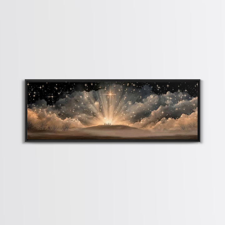 Star Of Promise, Framed Canvas Print, Christian Art Canvas, Panoramic Painting, Christmas Art, Christian Christmas Decor, Christian Wall Ar