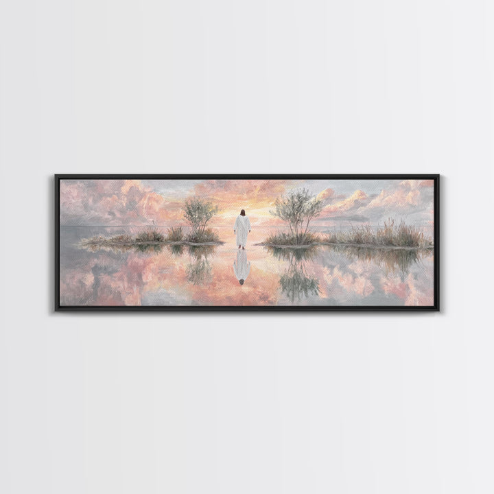 Heaven’s Quiet Path, Framed Canvas Print, Panoramic Wall Art, Christian Art Canvas, Jesus Painting, Unique Christian Art, Christian Wall Ar