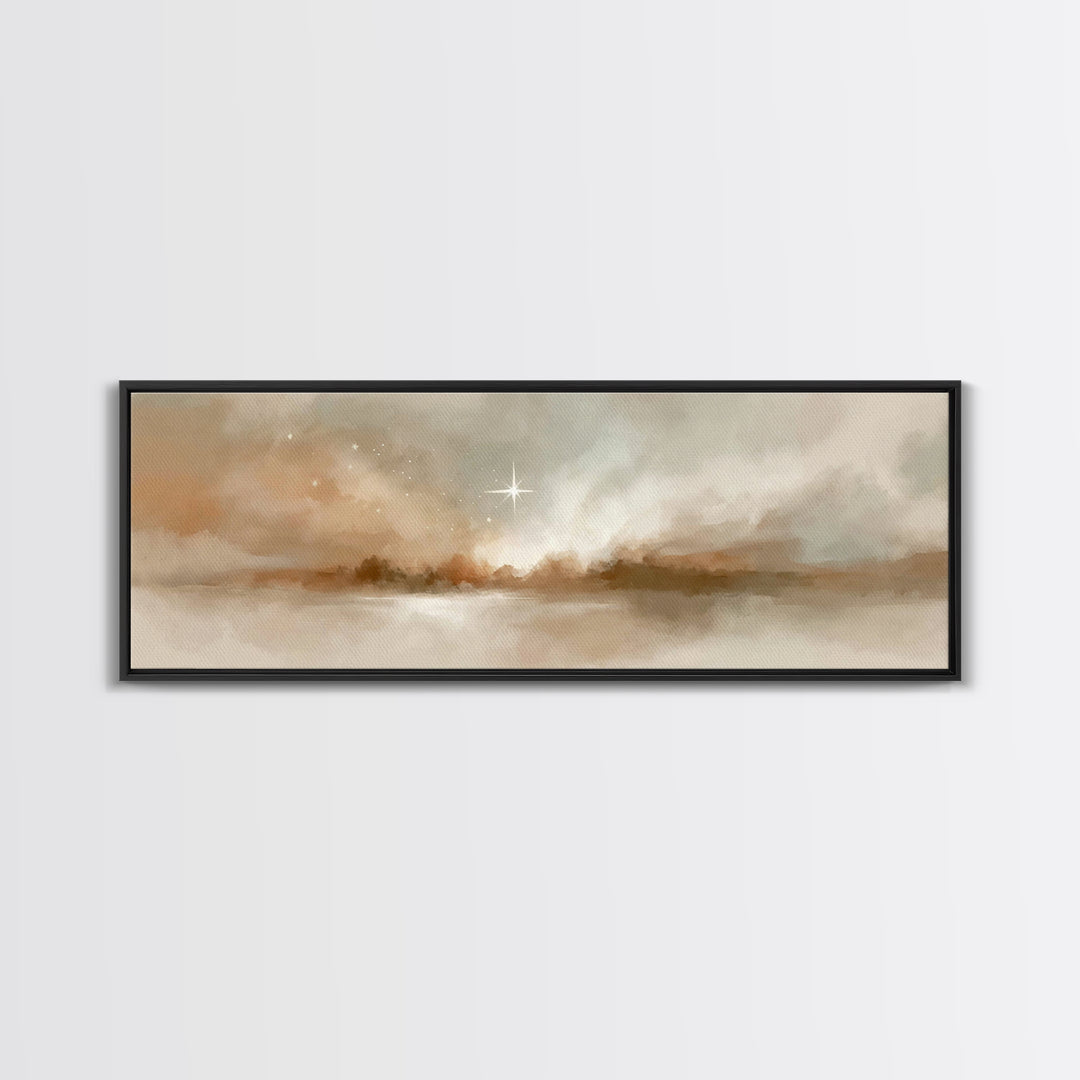 Guiding Dawn Star – Framed Canvas Print – Christian Wall Art – Christian Art Canvas – Panoramic Art – Christmas Art – Jesus Painting