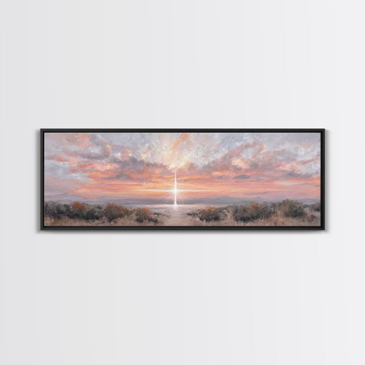 Radiant Bethlehem Sky | Framed Canvas Print | Christian Wall Art | Christian Art Canvas | Panoramic Painting | Christmas Art | Christian Gi