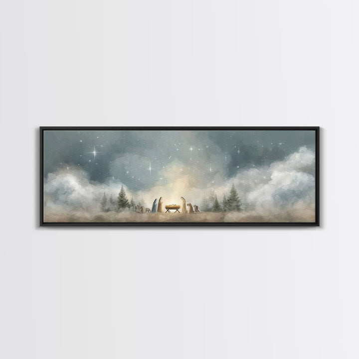 Star Of Winter Grace – Framed Canvas Print – Panoramic Art – Christian Wall Art – Christian Art Canvas – Christmas Art – Jesus Painting – C