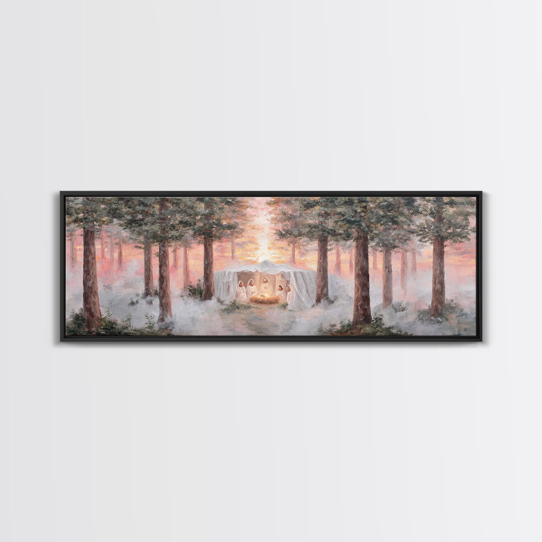 Forest Nativity Light, Framed Canvas Print, Panoramic Wall Art, Christian Wall Art, Christian Art Canvas, Christmas Art, Christian Christma
