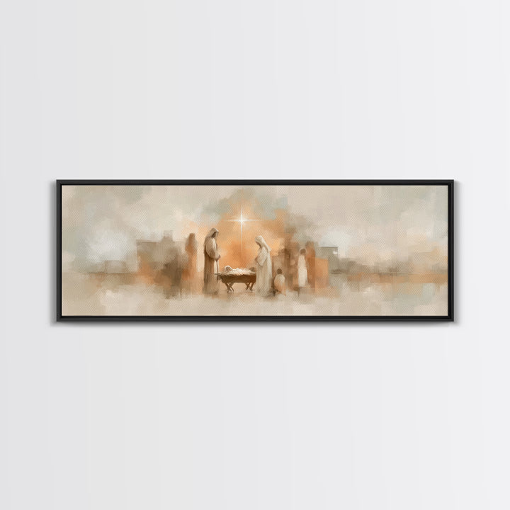 Star Of Bethlehem Hope, Framed Canvas Print, Panoramic Painting, Christian Wall Art, Christian Art Canvas, Christmas Art, Christian Decor,