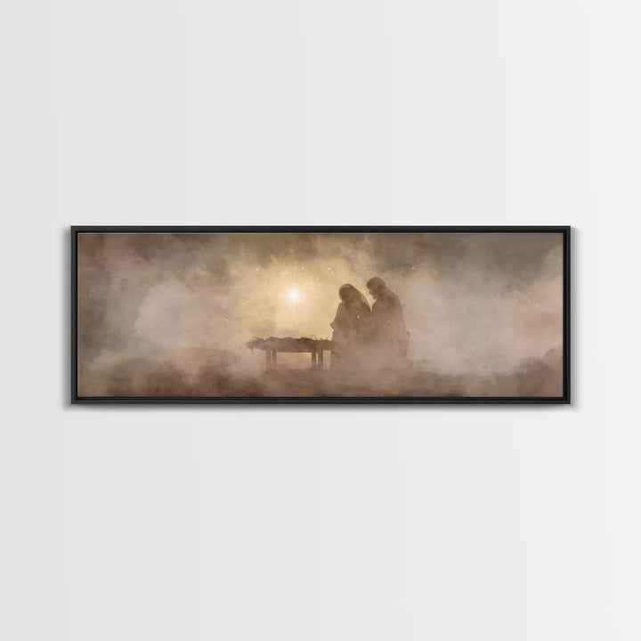 Holy Night Wonder | Framed Canvas Print | Panoramic Wall Art | Christian Wall Art | Christian Art Canvas | Christmas Art | Christian Christ