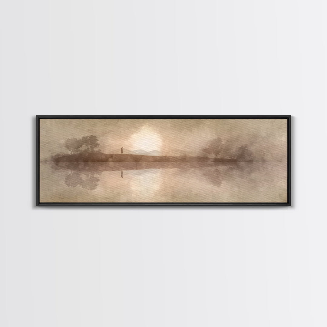 Sunset Ascension | Framed Canvas Print | Extra Wide Art | Christian Wall Art | Jesus Painting | Christian Art Canvas | Modern Christian Art