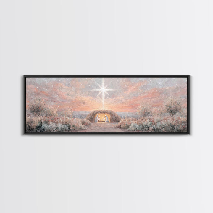 The Guiding Star – Framed Canvas Print – Christian Wall Art – Christian Christmas Art – Panoramic Art – Jesus Painting – Christian Decor