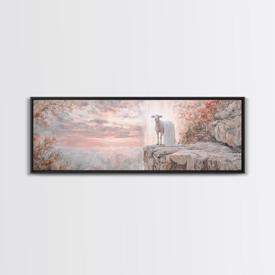 Silent Birth Grace | Framed Canvas Print | Christian Christmas Art | Christian Wall Art | Panoramic Art | Christian Art Canvas | Jesus Pain