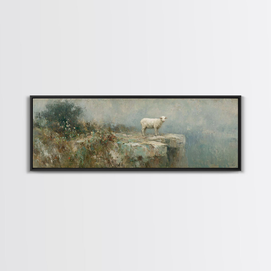 Lamb Of Mercy, Framed Canvas Print, Christian Art Canvas, Christian Wall Art, Panoramic Art, Christian Painting, Christian Decor