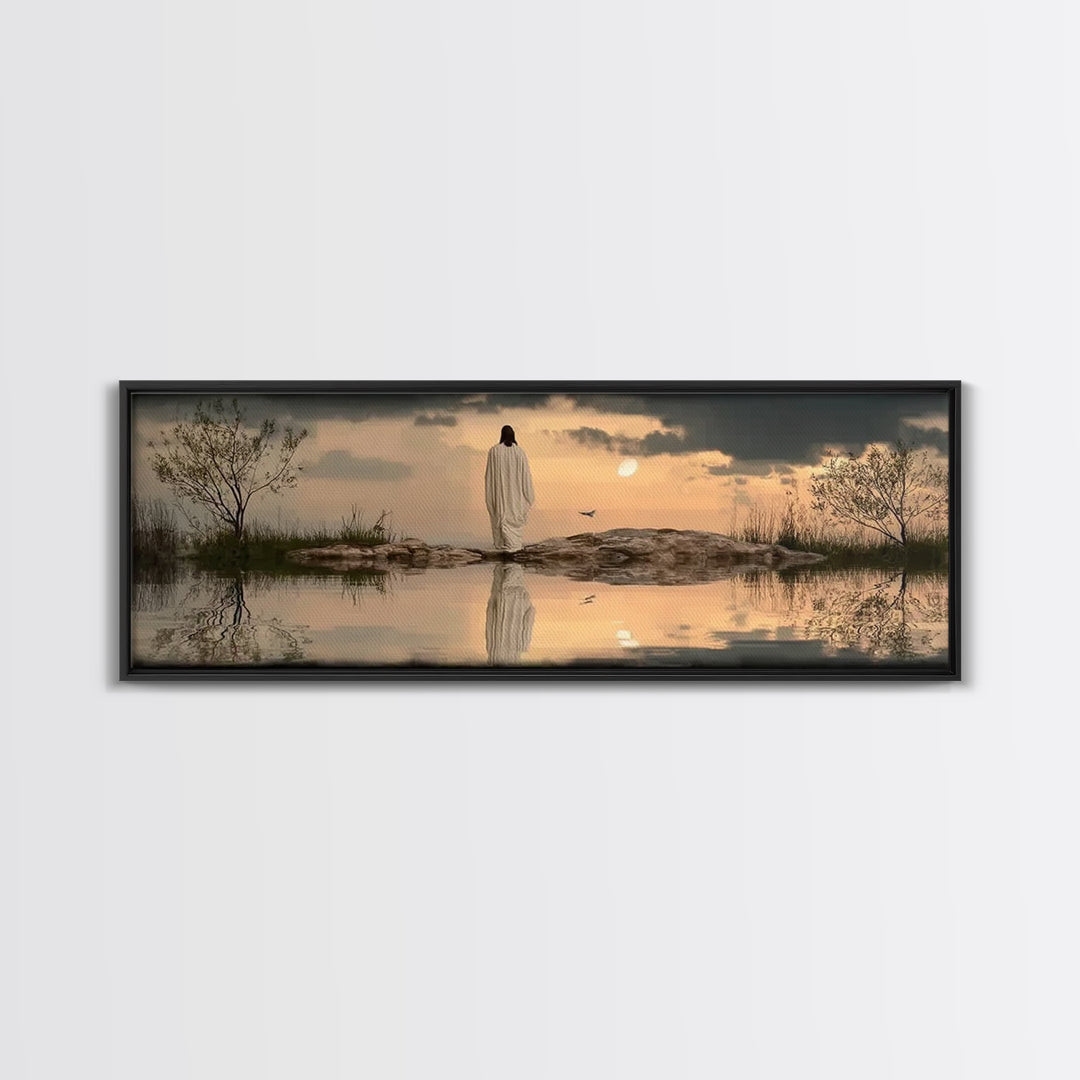 Blessed Morning Light, Framed Canvas Print, Panoramic Print, Christian Art Canvas, Jesus Painting, Subtle Christian Art, Christian Wall Art