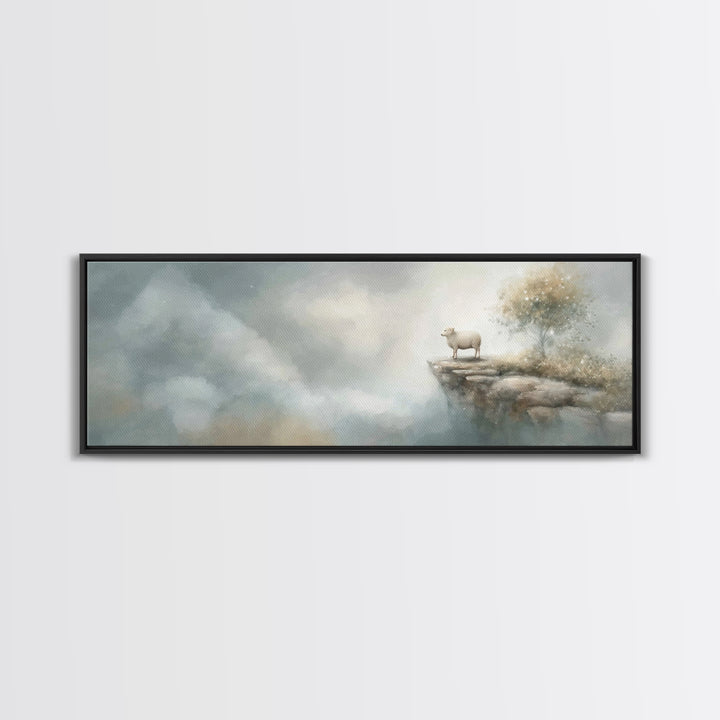 Heavenward Lamb – Framed Canvas Print – Christian Wall Art – Christian Art Canvas – Panoramic Wall Art – Christian Painting – Christian Dec