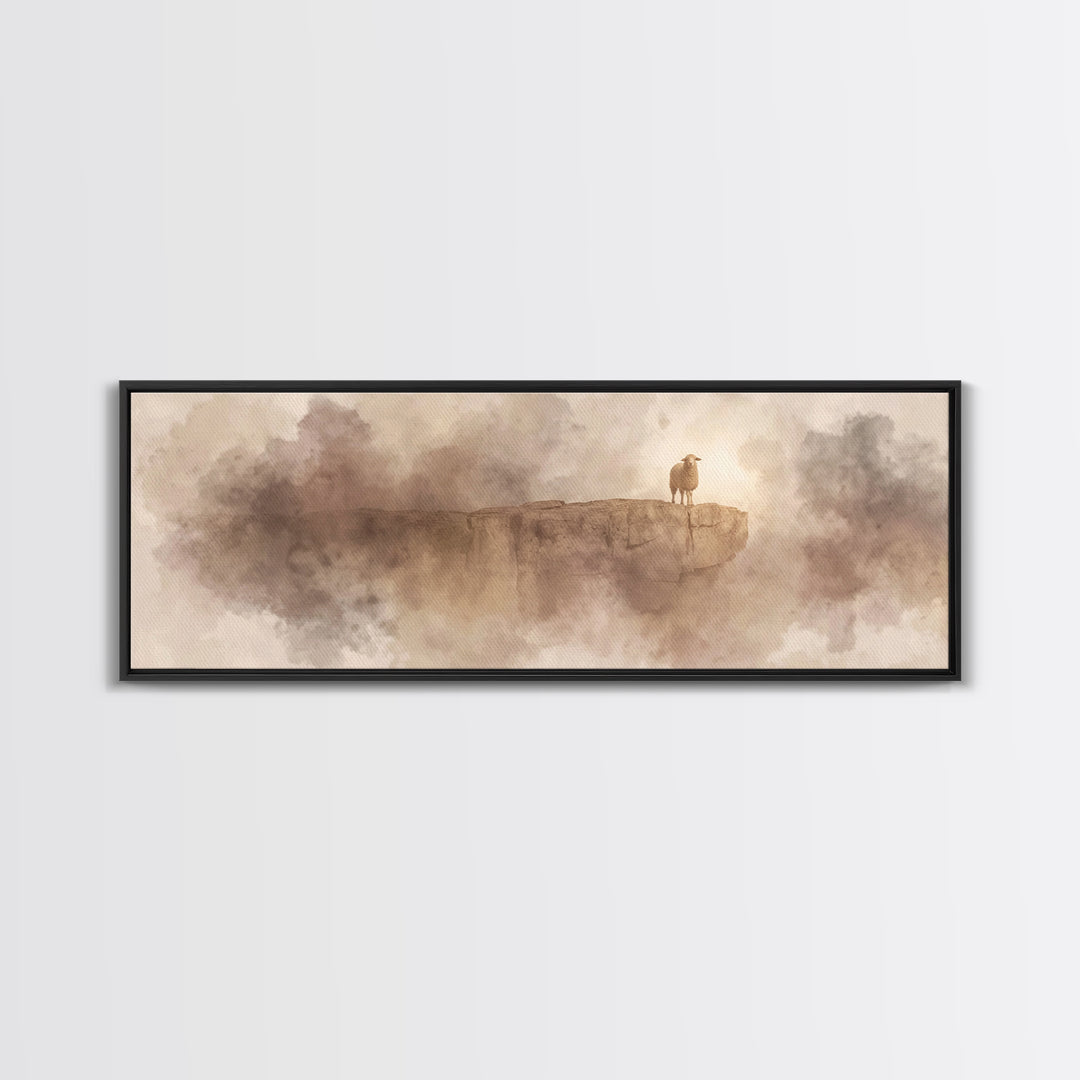 The Lost Lamb – Framed Canvas Print – Christian Wall Art – Jesus Painting – Panoramic Art – Christian Art Canvas – Christian Decor