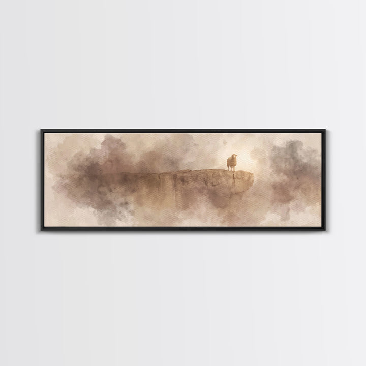 The Lost Lamb – Framed Canvas Print – Christian Wall Art – Jesus Painting – Panoramic Art – Christian Art Canvas – Christian Decor