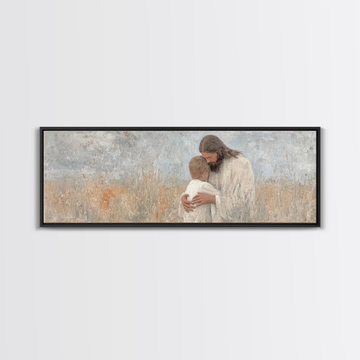 Sacred Reunion | Framed Canvas Print | Christian Wall Art | Jesus Painting | Panoramic Print | Christian Art Canvas | Christian Decor