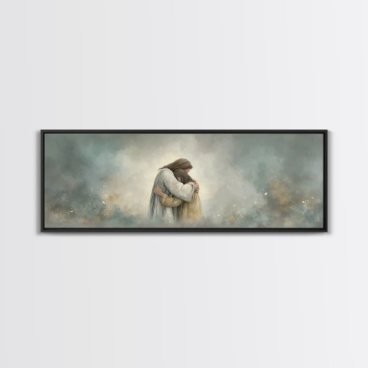Guiding Mercy – Framed Canvas Print – Christian Wall Art – Jesus Painting – Panoramic Art – Christian Art Canvas – Christian Gift