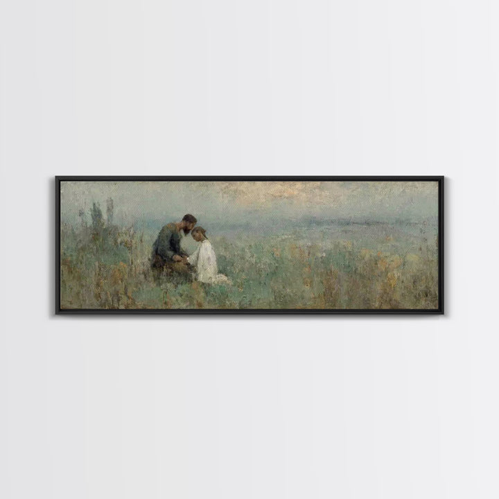 Evening Comfort, Framed Canvas Print, Christian Wall Art, Jesus Painting, Panoramic Frame, Christian Art Canvas, Christian Decor
