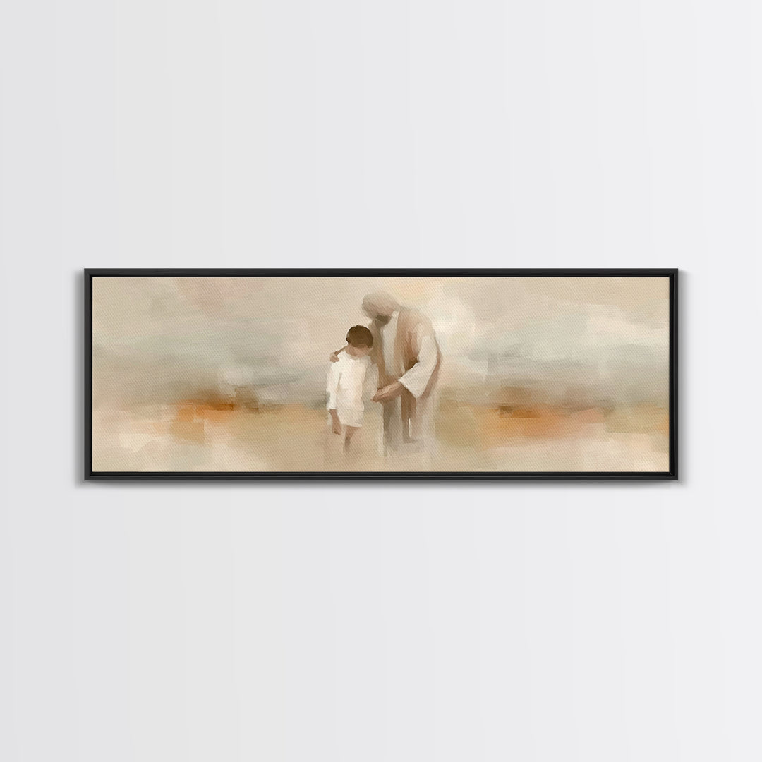 Quiet Devotion | Framed Canvas Print | Christian Art Canvas | Jesus Painting | Panoramic Wall Art | Christian Wall Art | Christian Gift