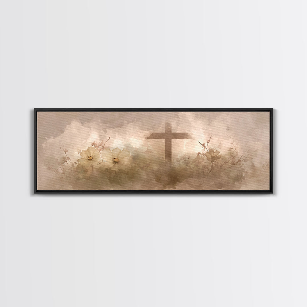 Sunset Promise | Framed Canvas Print | Christian Art Canvas | Jesus Painting | Panoramic Frame | Christian Wall Art | Christian Gift