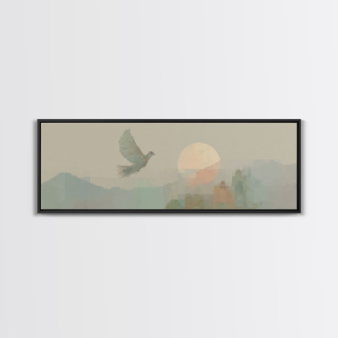 Solitude In Faith - Framed Canvas Print - Panoramic Art - Christian Art Canvas - Jesus Painting - Christian Wall Art - Modern Christian Pai