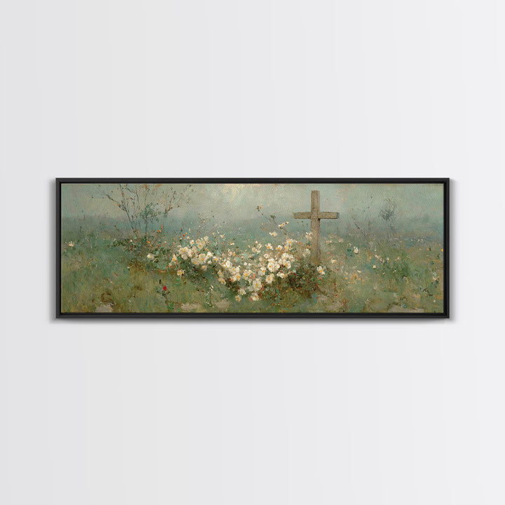 Garden Of Promise, Framed Canvas Print, Christian Wall Art, Christian Art Canvas, Panoramic Painting, Christian Art, Christian Gift